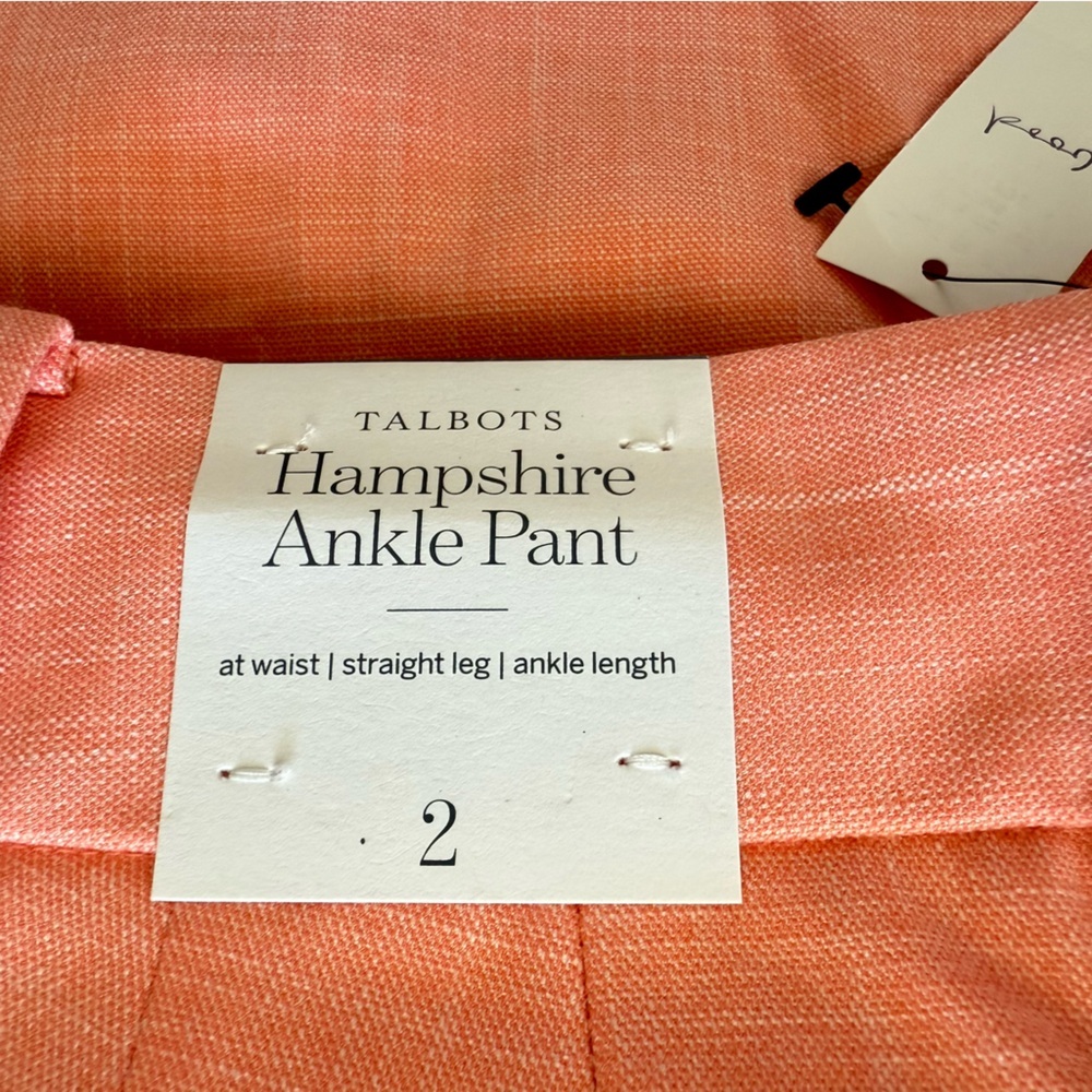 Talbots Hampshire Textured Ankle Pants Straight-Leg Elegant Coral Women's 2 NWT - Picture 6 of 12